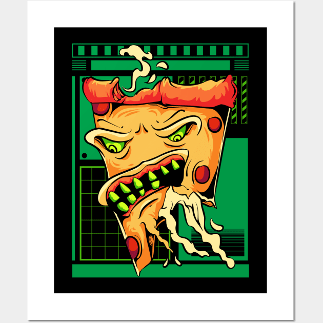 Bitten Pizza Monster Wall Art by Ihsanmtsm Illustration